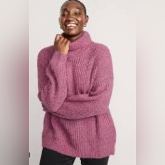 Old Navy pink dusk sweater with cowlneck, size large, polyester/nylon/wool - Picture 5 of 13